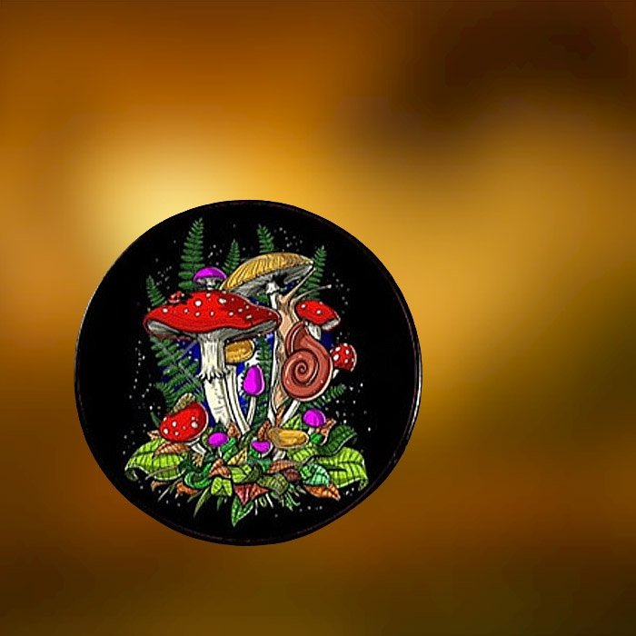Przypinka Pin Leśne Grzyby w Paprociach